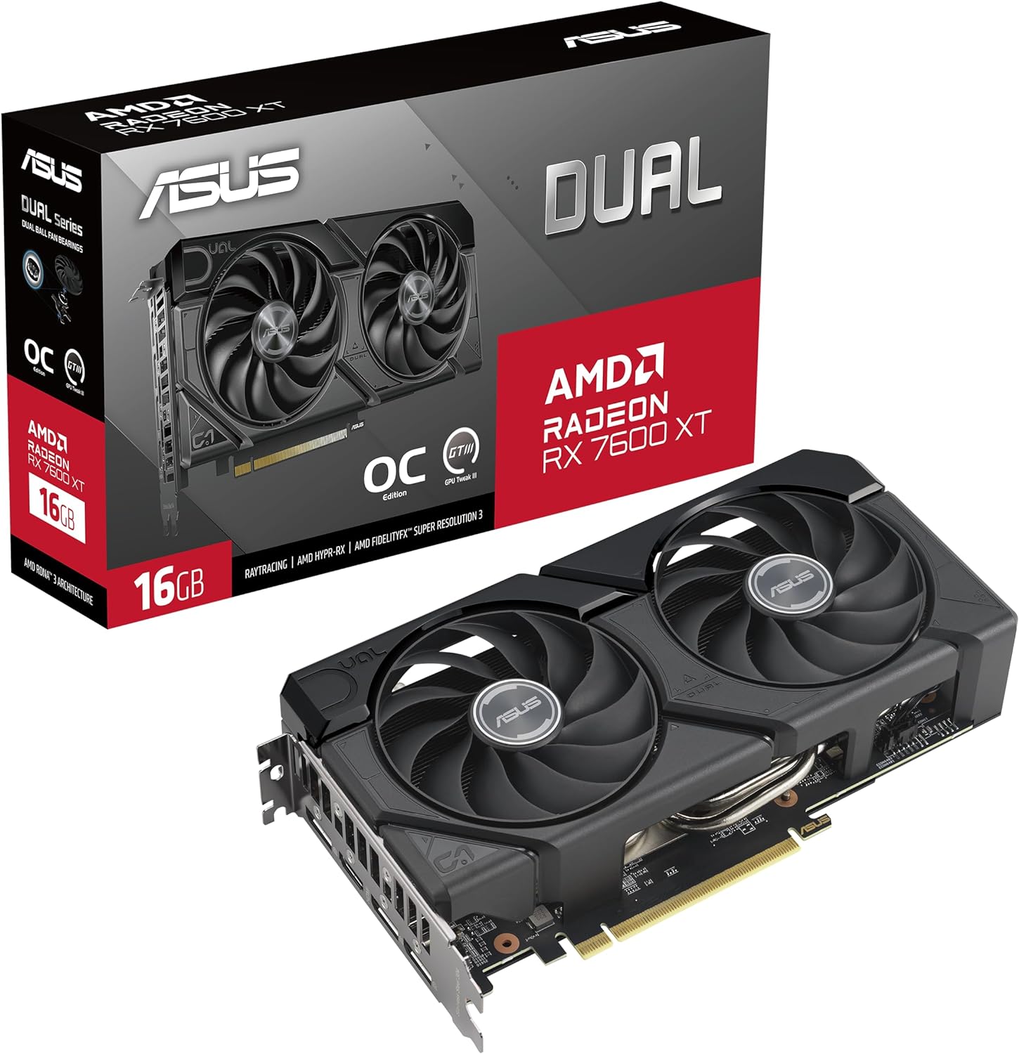 Видеокарта ASUS Dual Radeon RX 7600 XT OC Edition 16GB - xstore.md photo