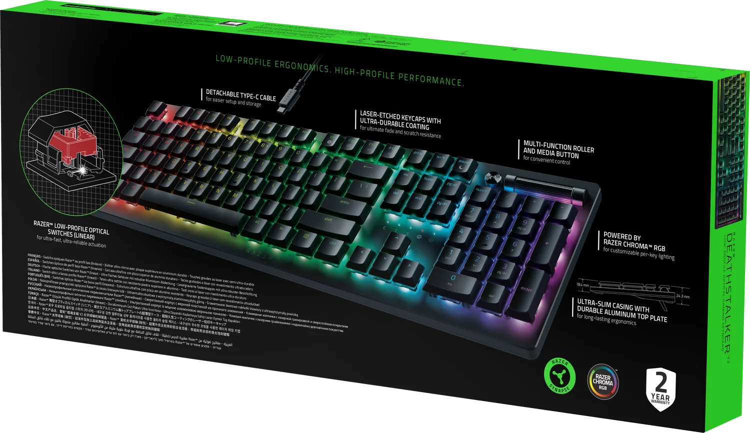 Tastatură Razer DeathStalker V2 Swiss Layout în Moldova - xstore.md photo 7