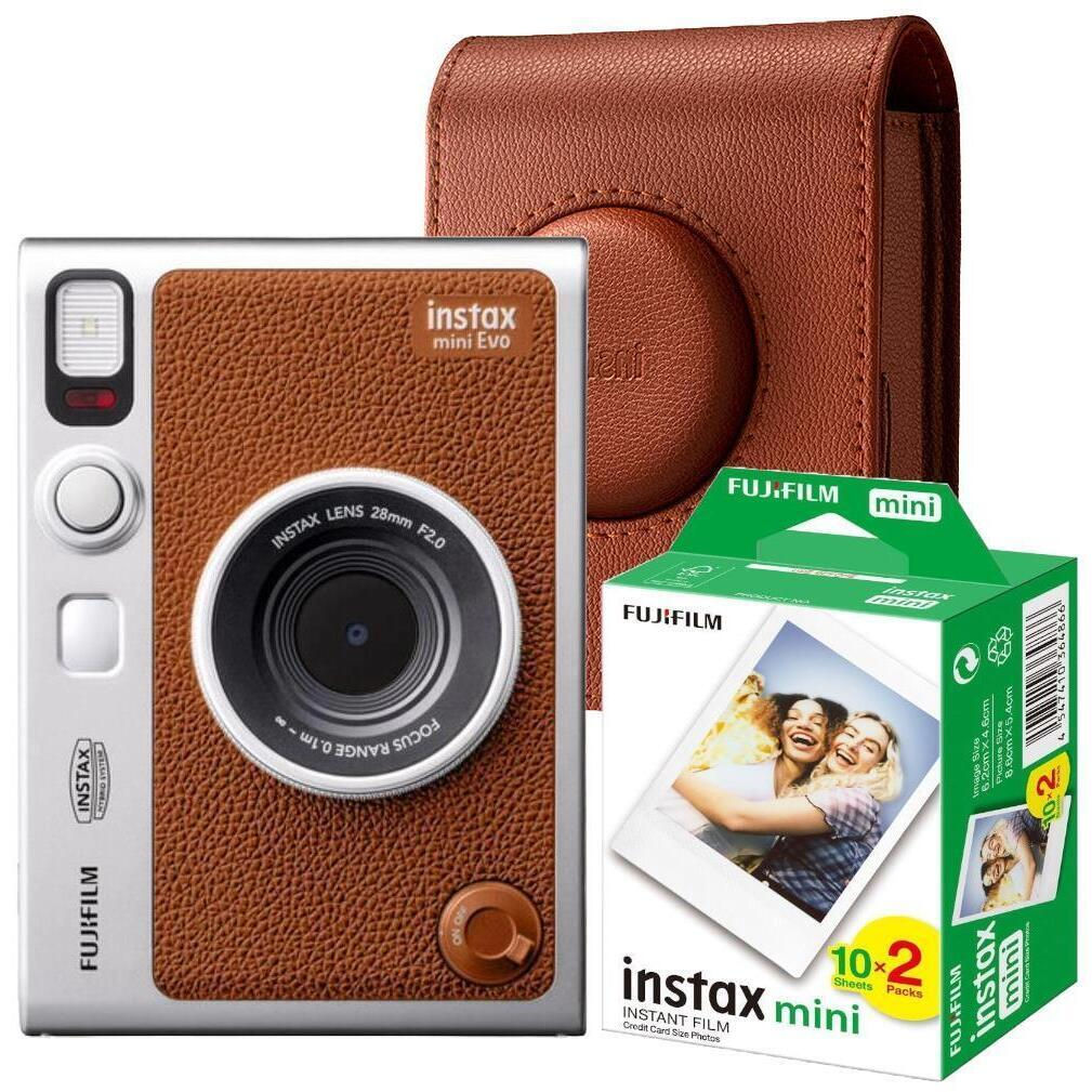 Фотоаппарат моментальной печати Fujifilm Instax Mini Evo Brown с чехлом, фотоальбомом и пленкой (2x10) - xstore.md photo