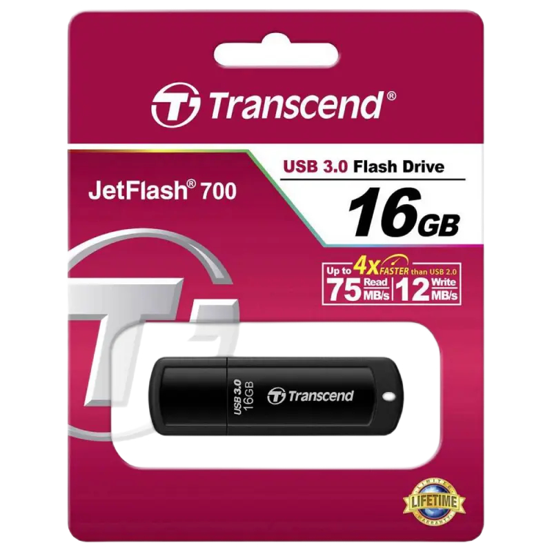 USB Flash Transcend JetFlash 700 16GB, Black în Moldova - xstore.md photo 2