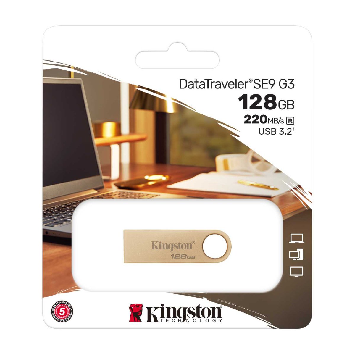 USB Flash Kingston DataTraveler SE9 G3 128GB, Gold în Moldova - xstore.md photo 1