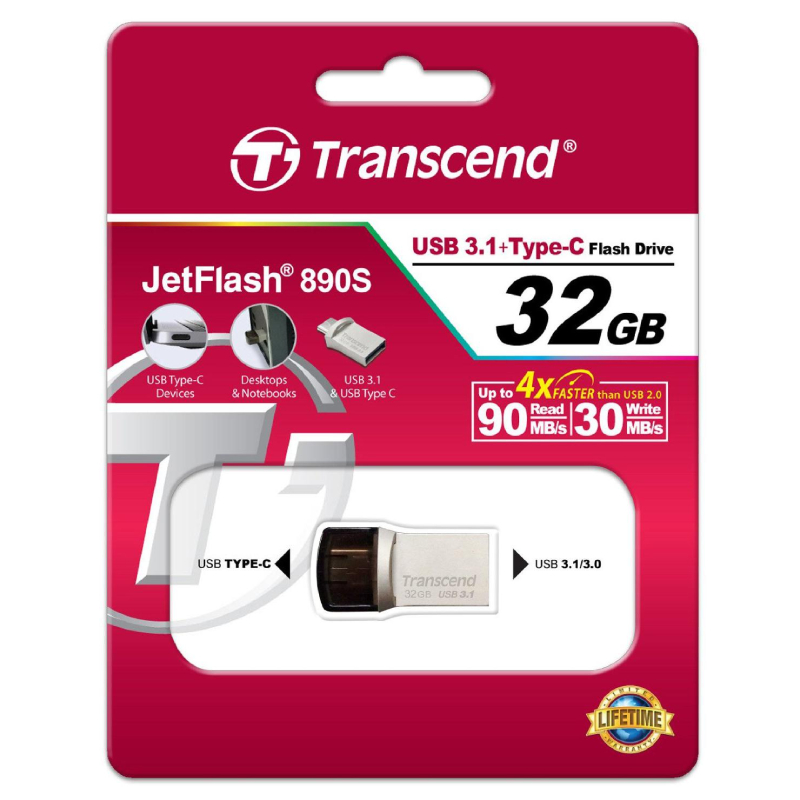 USB Flash Transcend JetFlash 890 32GB, Silver în Moldova - xstore.md photo 1