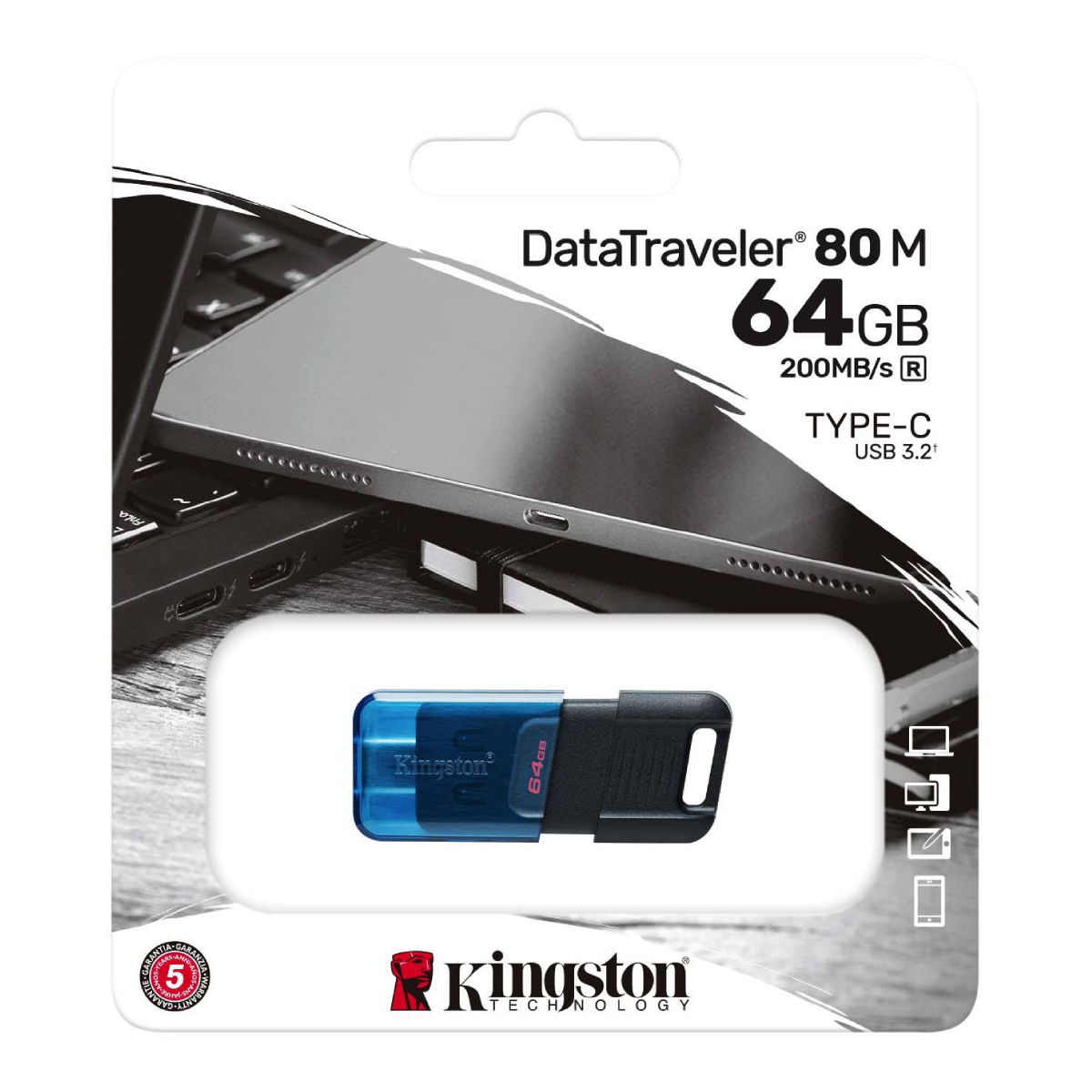 Флешка Kingston DataTraveler 80M 64GB, Black в Молдове - xstore.md photo 1