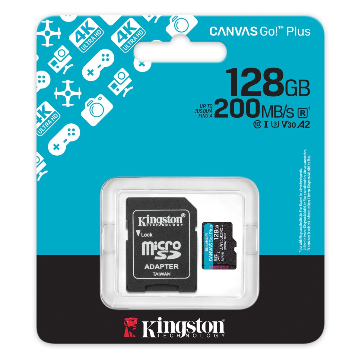 Карта MicroSD Kingston Canvas Go! Plus 128GB SDCG4/128GB - xstore.md photo 1