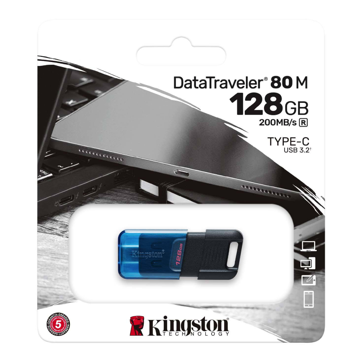 Флешка Kingston DataTraveler 80M 128GB, Black в Молдове - xstore.md photo 1
