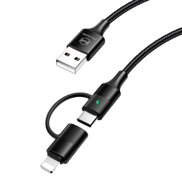 Кабель Mcdodo Atom Type-A to Lightning + Type-C, 1.2m (2.4A) - xstore.md photo 0