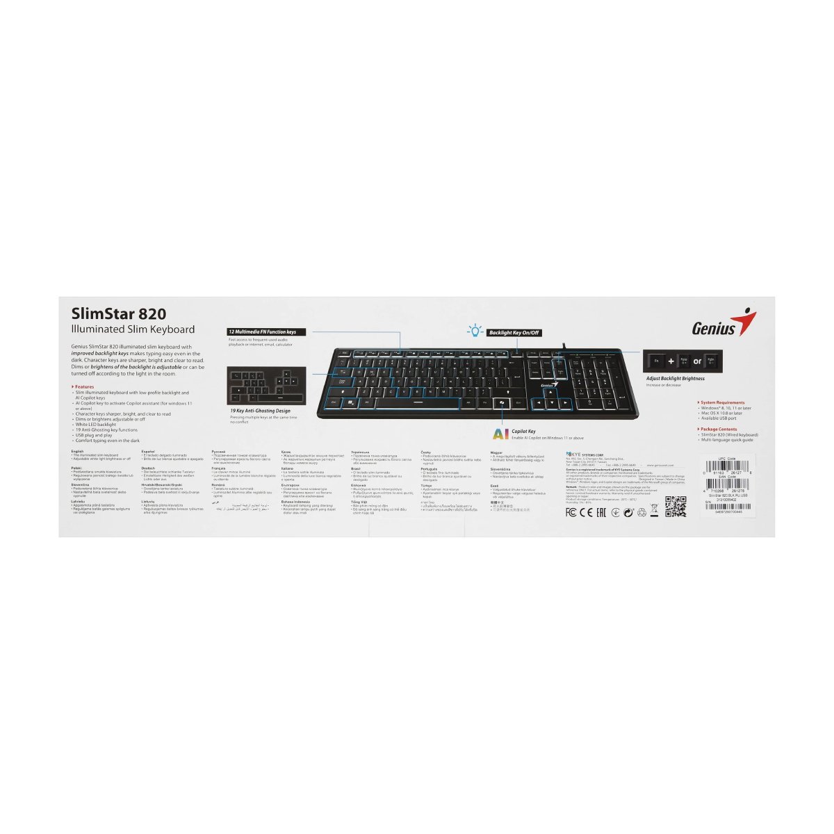 Tastatură Genius SlimStar 820, Black în Moldova - xstore.md photo 5