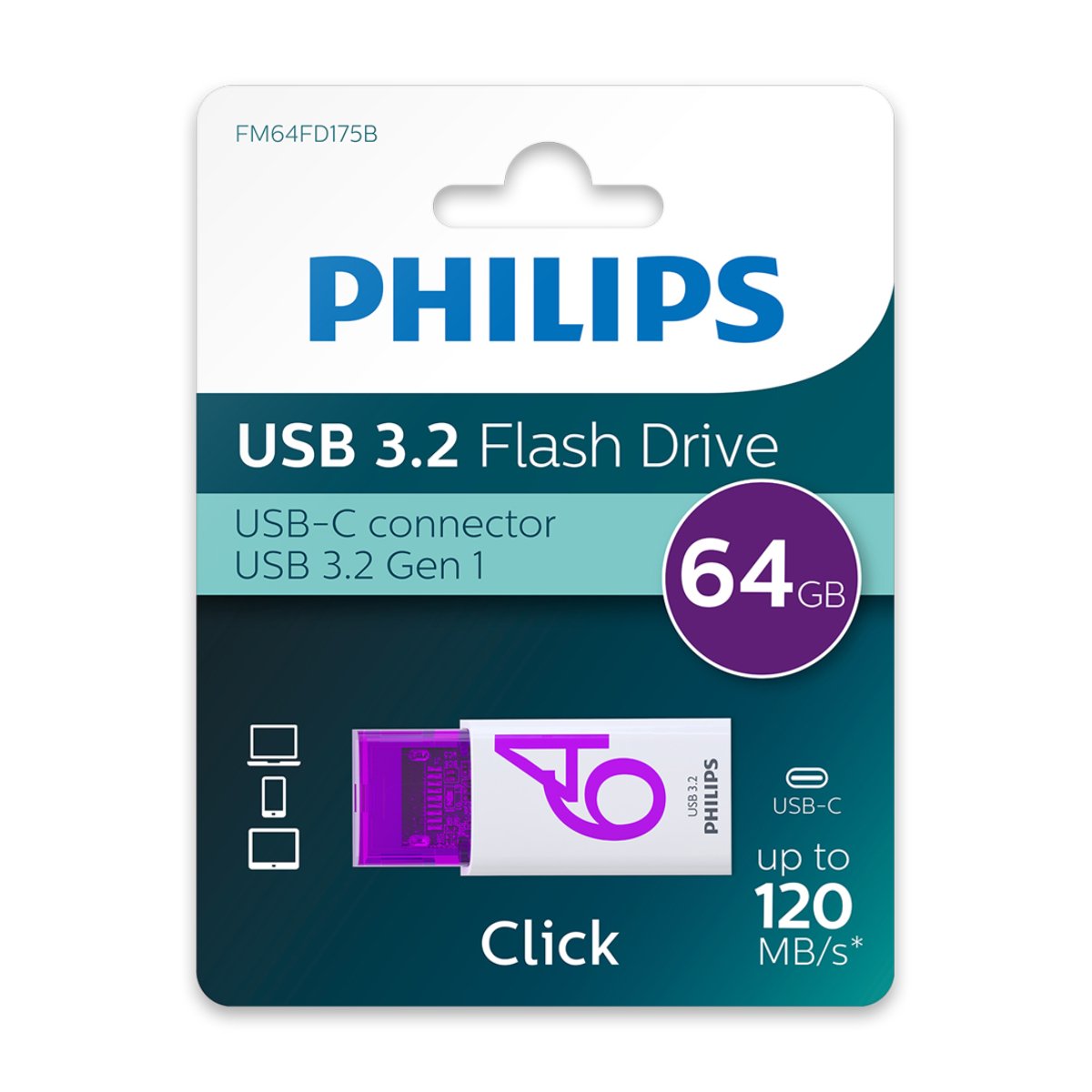 USB Flash Philips 64GB, White în Moldova - xstore.md photo 0