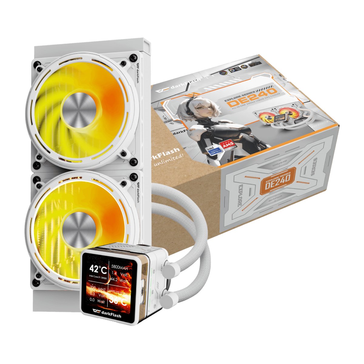 Cooler darkFlash DE240, White în Moldova - xstore.md photo 1