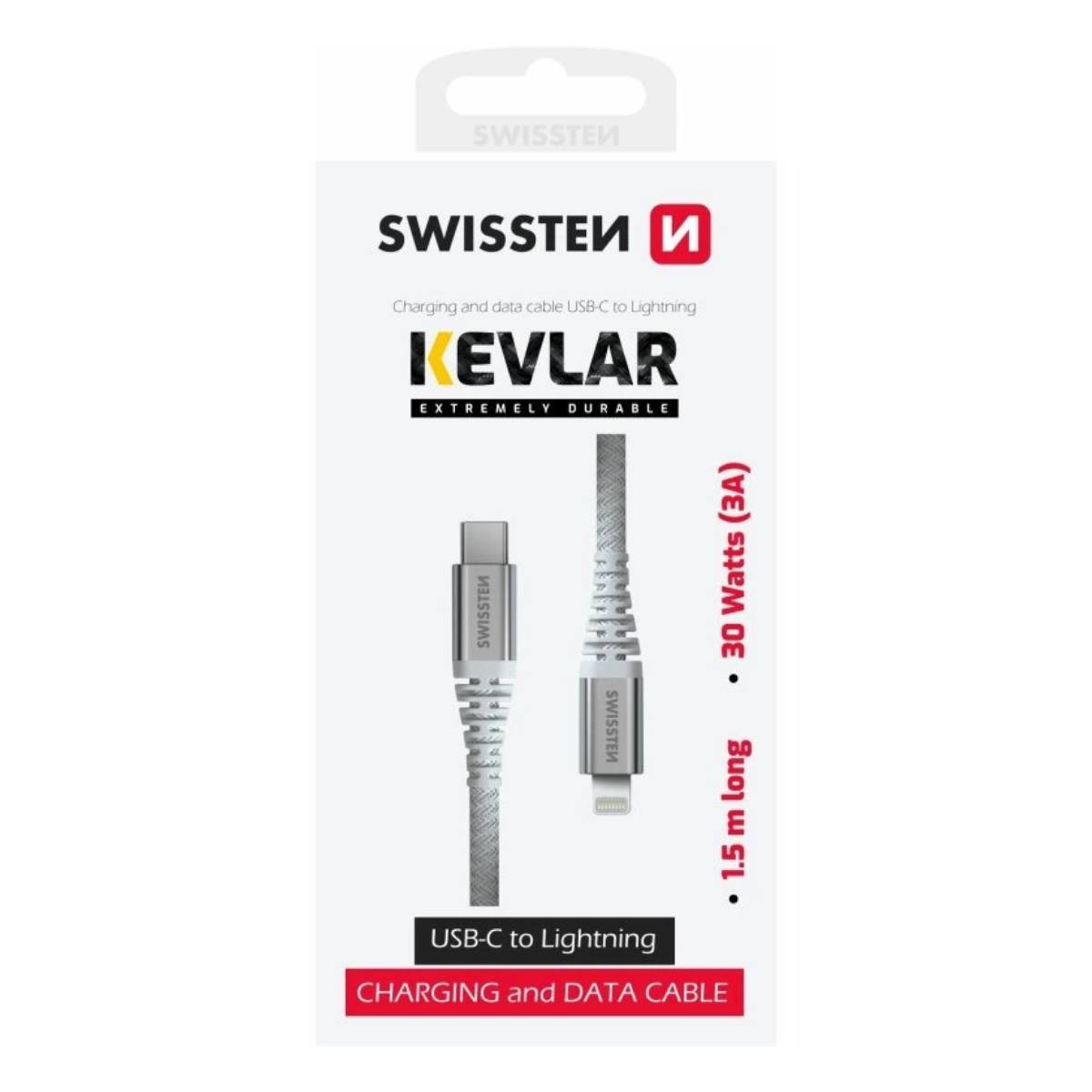 Cablu Swissten Kevlar Type-C to Lightning, 1.5m - xstore.md photo 0