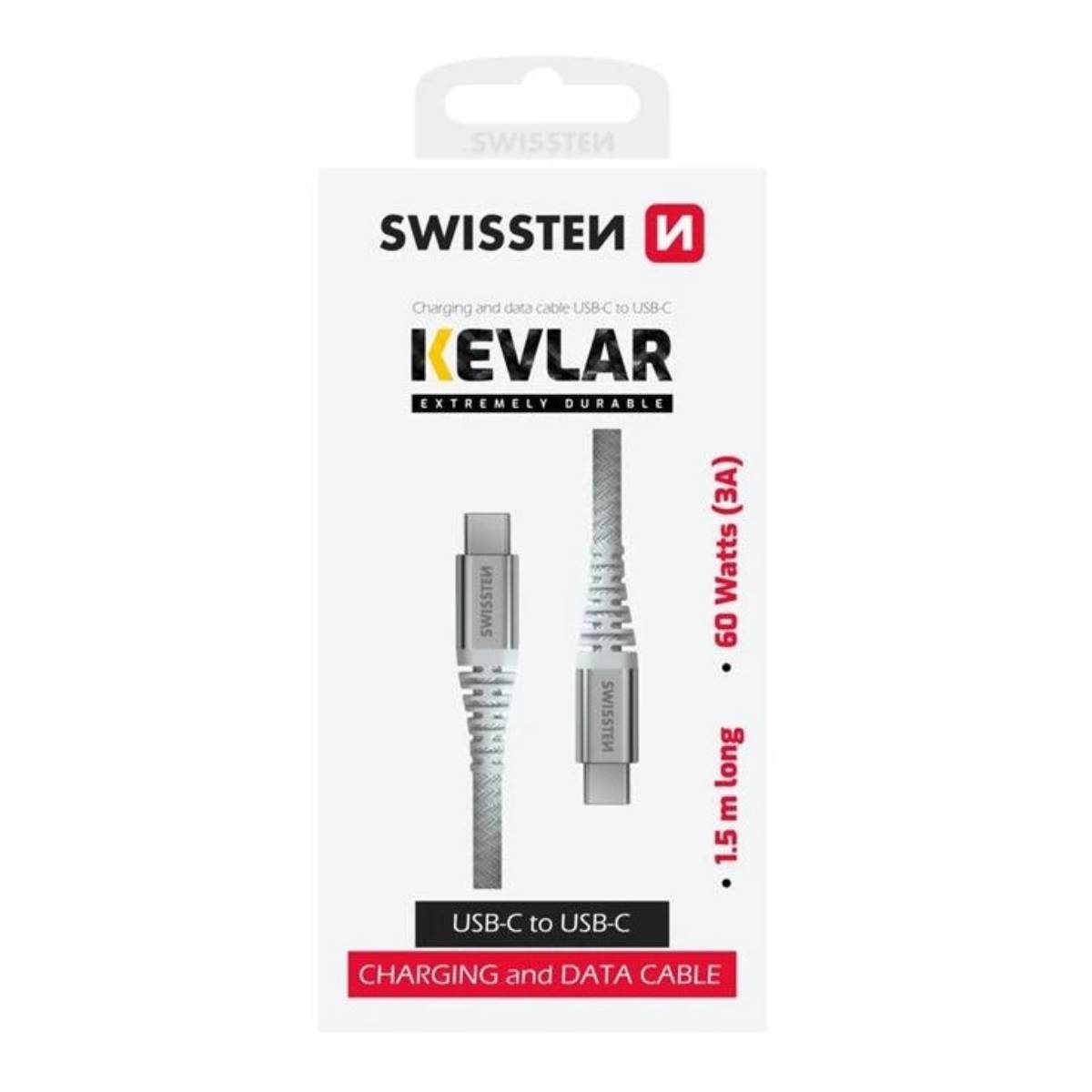 Cablu Swissten Kevlar Type-C to Type-C, 1.5m - xstore.md photo 0