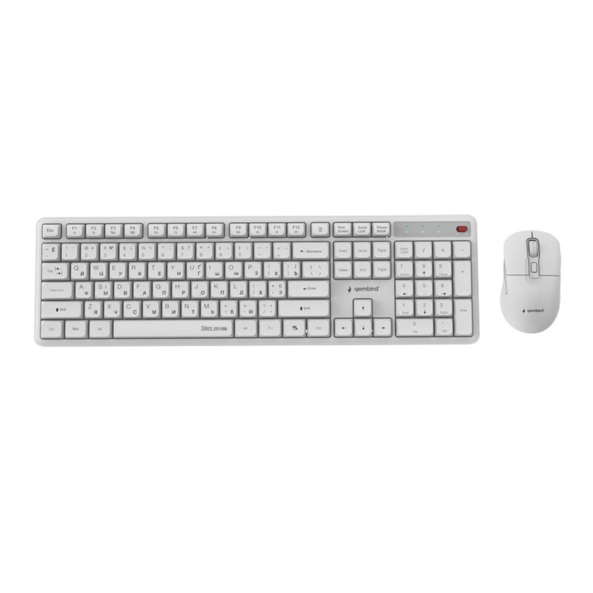 Tastatură fără fir și Mouse Gembird KBS-WMS-01-W-CYRL, White în Moldova - xstore.md photo