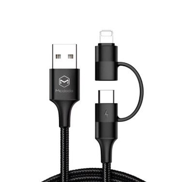 Кабель Mcdodo Atom Type-A to Lightning + Type-C, 1.2m, Black - xstore.md